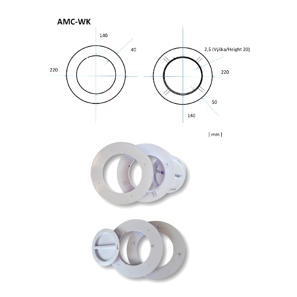  Sinclair - nástěnný set AMC-WK – rozměry