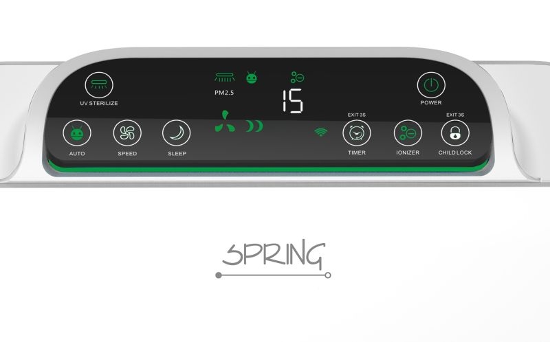 Čistička vzduchu Airbi SPRING WiFi - ovládací panel