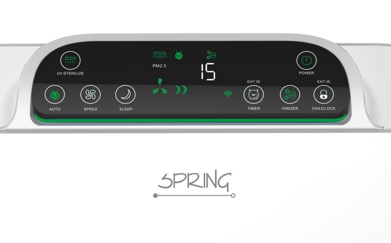 Čistička vzduchu Airbi SPRING WiFi - ovládací panel